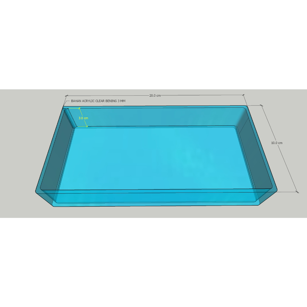 CUSTOM ACRYLIC TRAY BOX 20X10X3 CM - LASSER CUTTING