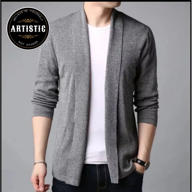 Sweater Cardigan Blazer Pria Korea Slimfit Cotton Rajut Halus Kualitas Premium