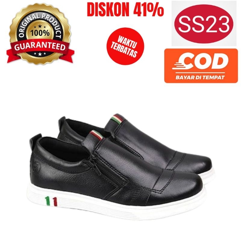 Sepatu slip on pria casual kulit kerja kantor santai sepatu caual style sepatu kulit pria original 1