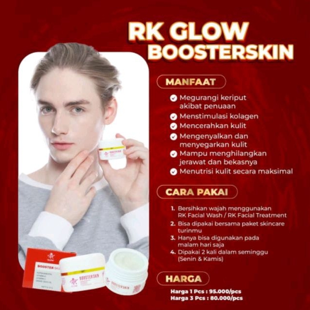 RK GLOW BOOSTER SKIN CREAM KLINIK EKSTRA OBAT JERAWAT FLEK HITAM PELICIN WAJAH