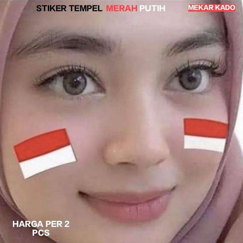 

(Harga sepasang) Sticker Pipi Bendera Merah Putih