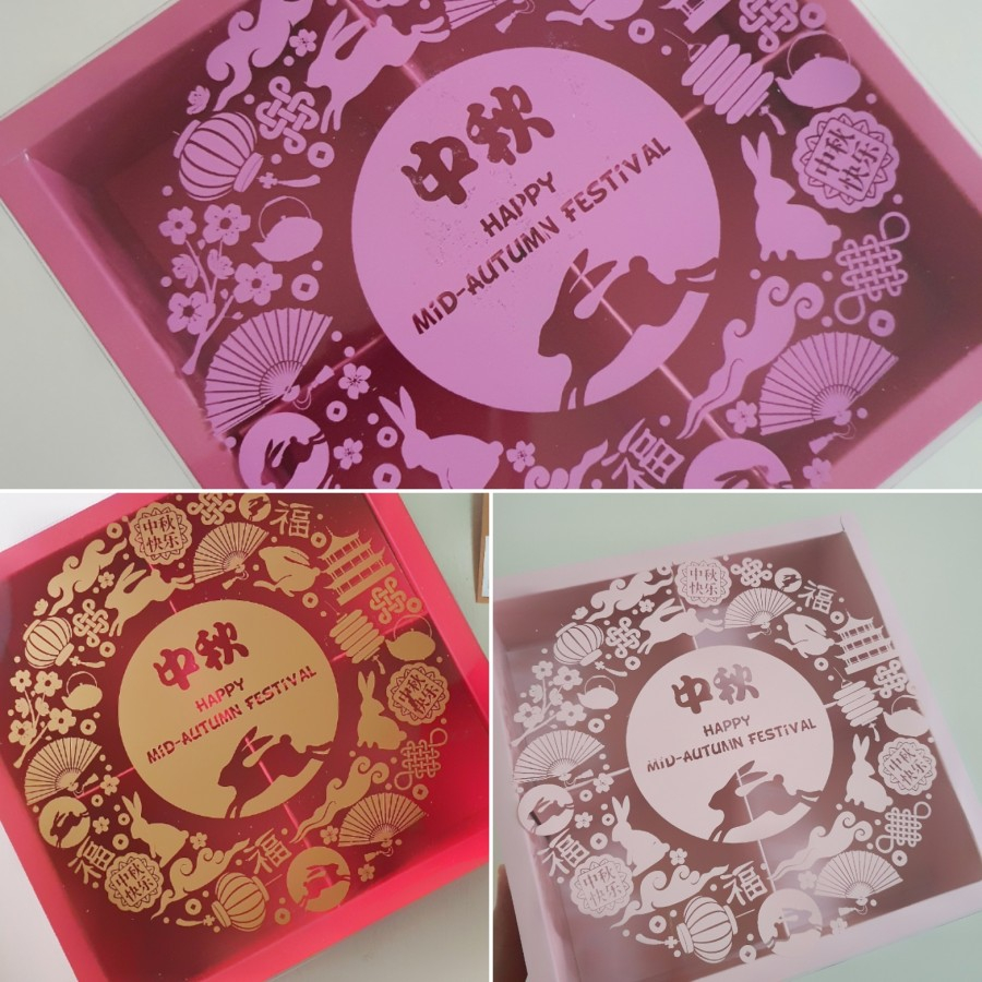 

5 Pcs Dus Mika Mooncake 100gr Kotak Kemasan Box Kue Bulan Kardus Hampers Mid Autumn Festival Sekat 4 ' Mid Autumn II '