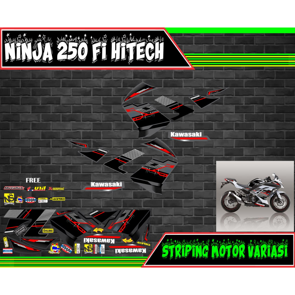 striping stiker motor ninja 250 fi hitech se 2