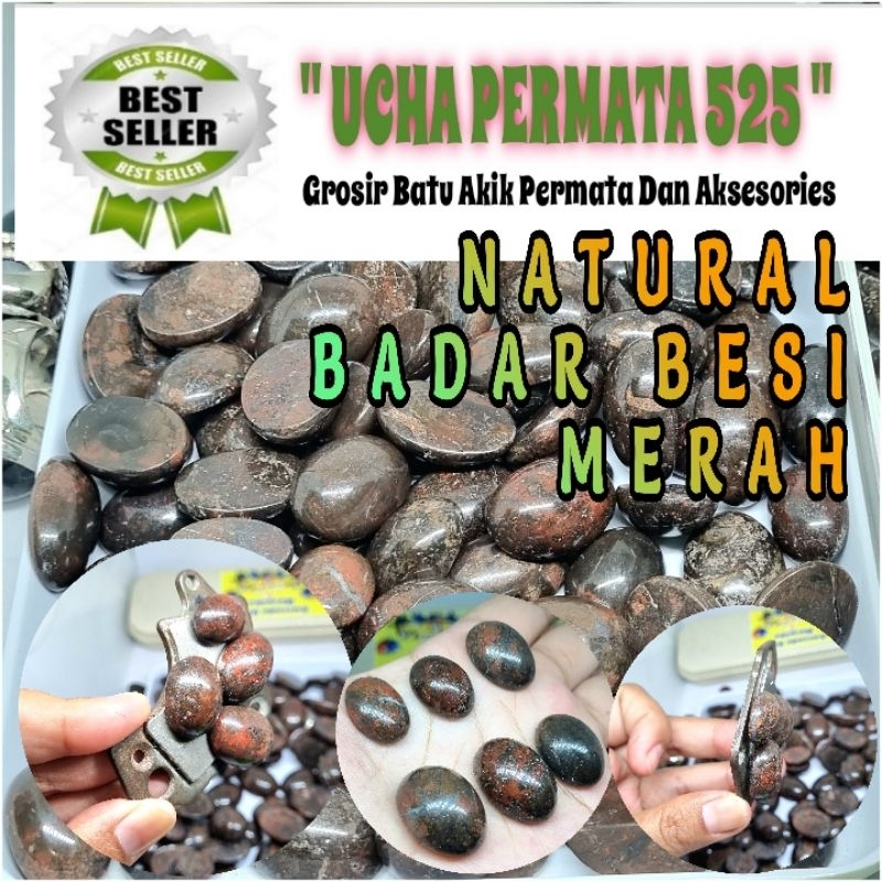 batu akik badar besi merah nempel magnet asli natural