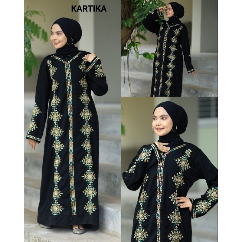 ABAYA BORDIR KARTIKA JETBLACK SAUDI PREMIUM BUSUI