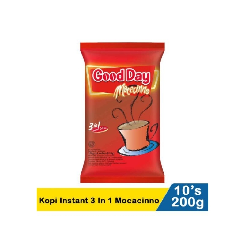 

GOOD DAY KOPI INSTAN 3IN1 MOCCACHINO 1 RENCENG 10'S