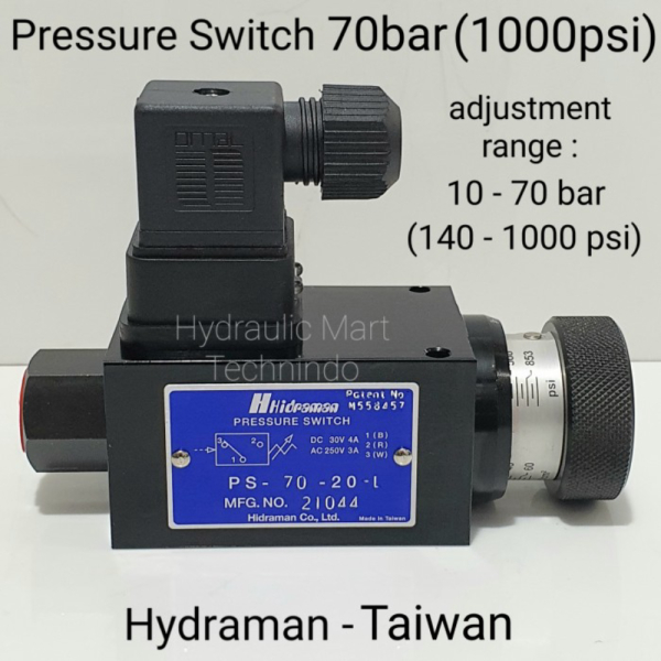 

TERBAIK pressure switch hydraulic 70bar AC220/DC24 - PS-70-20-L merk Hydraman