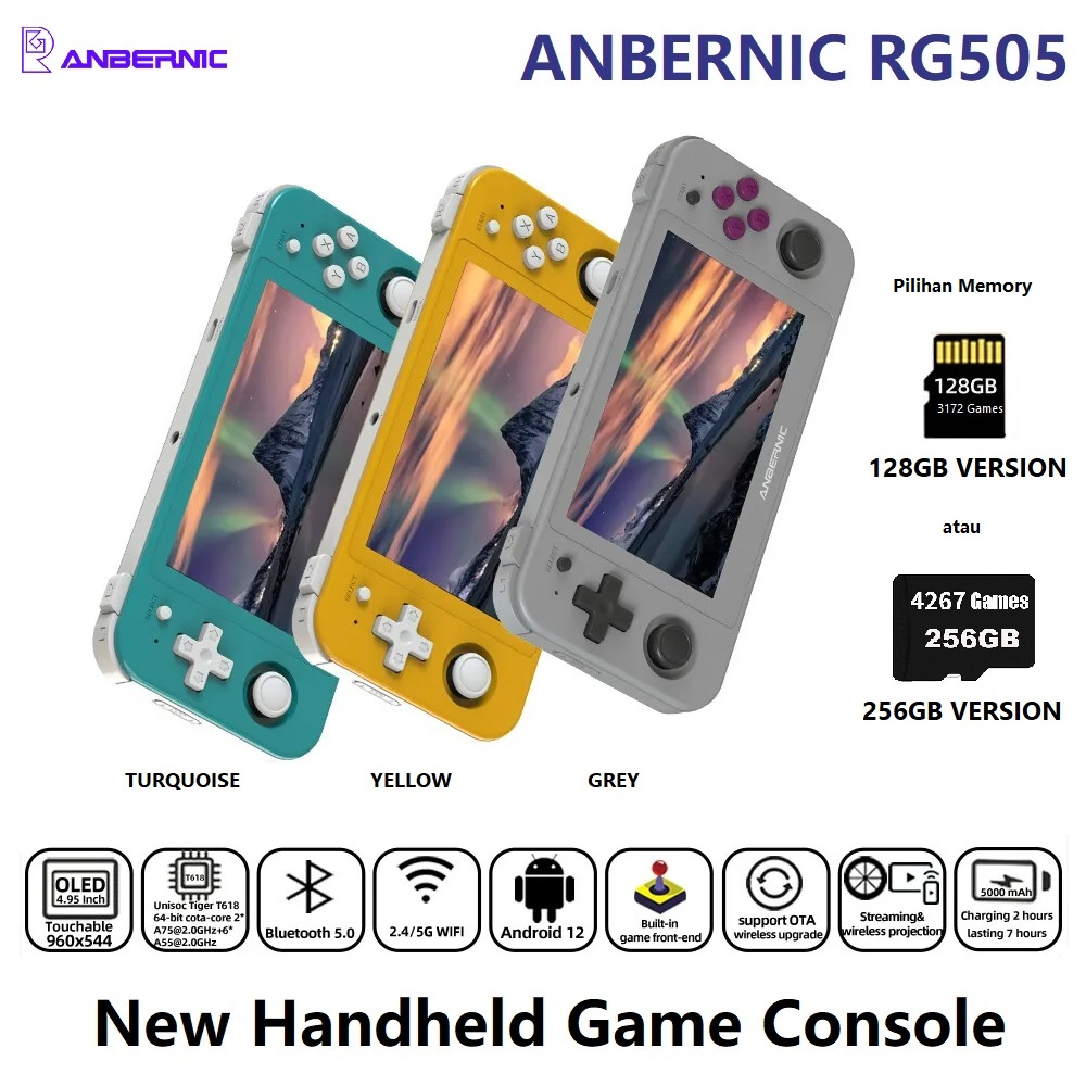 ANBERNIC RG505 - Dual Mode Emulator Retro Game Handheld Console - Game Konsol Tangan Terbaru dari AN