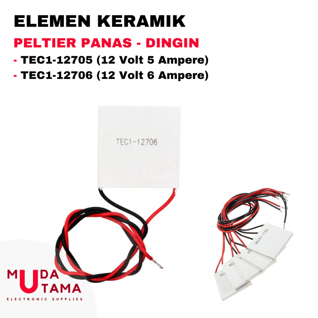 Peltier Elemen Keramik Panas Dingin TEC1 12706 12v 6A TEC1 12705 12v 5