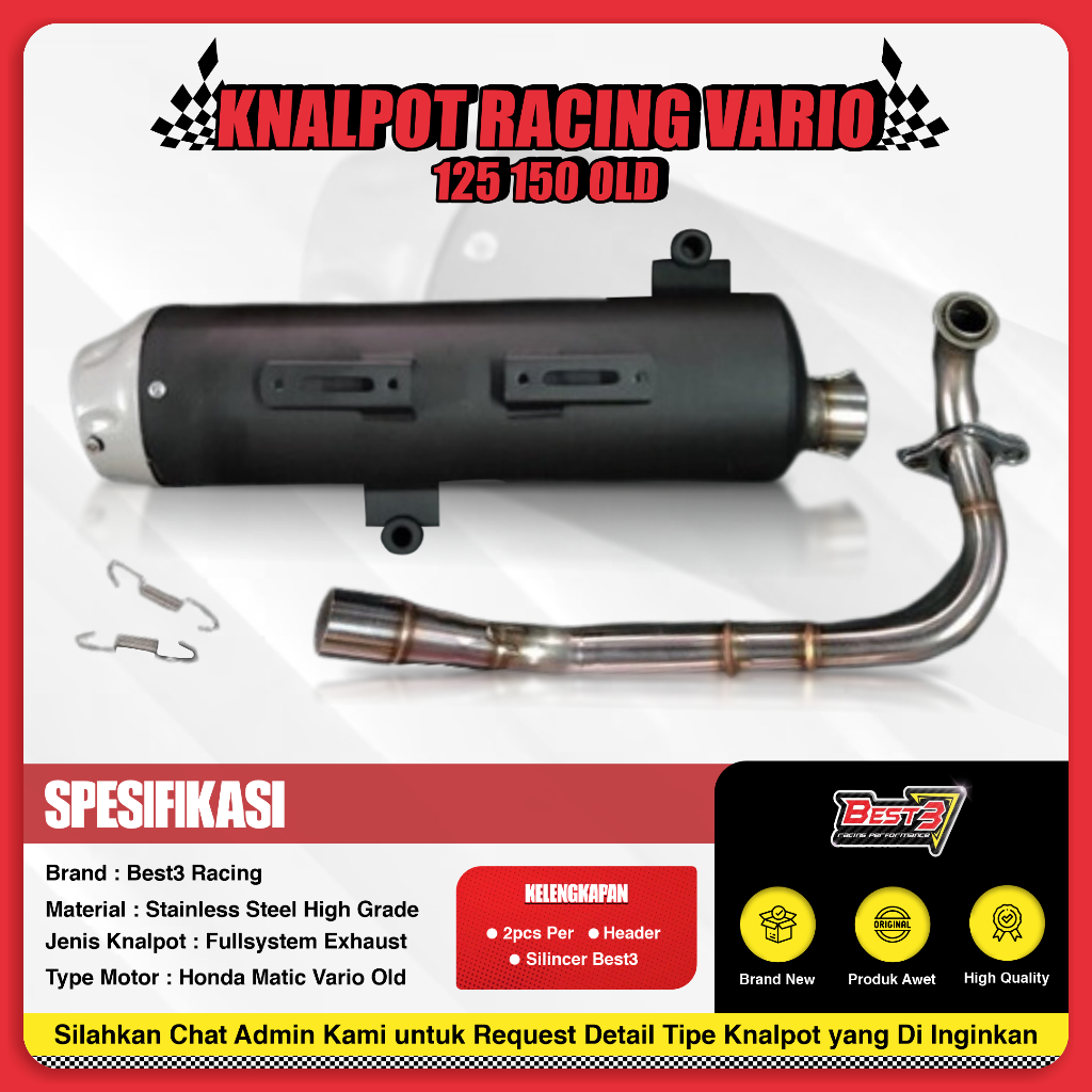 Knalpot Best3 Standart Racing Honda Matic Vario 125 150 Old