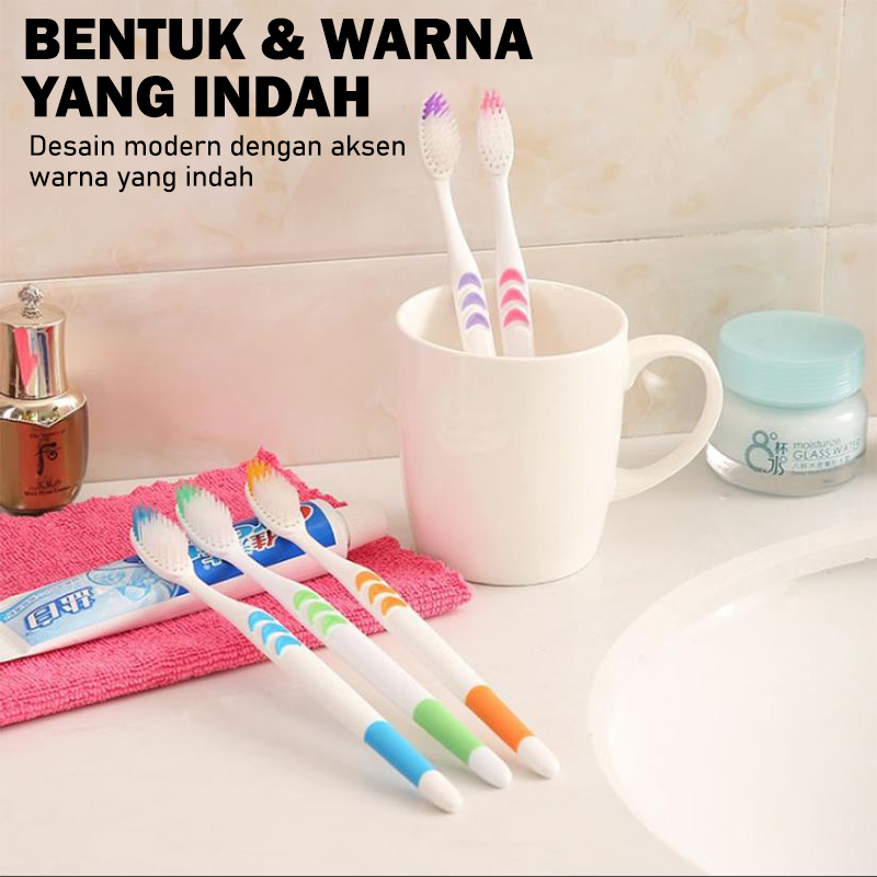 Sikat Gigi Dewasa 1 set Isi 10 Pcs Sikat Gigi Lembut / Sikat Gigi Warna / Travel Toothbrush Murah - V8A1-5