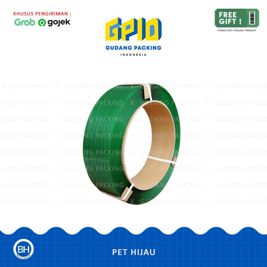 

(GOSEND/GRAB) Tali Strapping Band Polyester PET (Warna Hijau / Hitam) 20Kg