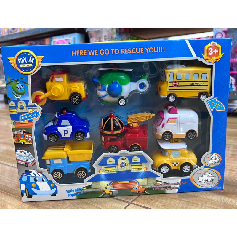 VIRAL TOYS Mainan anak mobil mobilan robocar poli set 8 pcs pull back