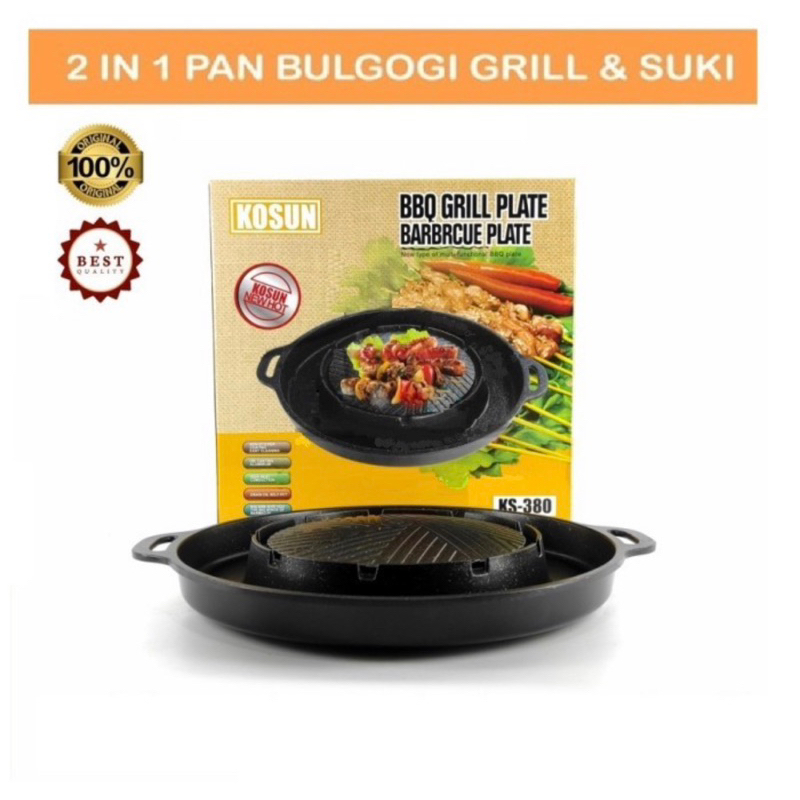 panggangan BBQ grill plate / panci shabu shabu 2in1 / bulgogi pan 2in1 / grill bulgogi plate