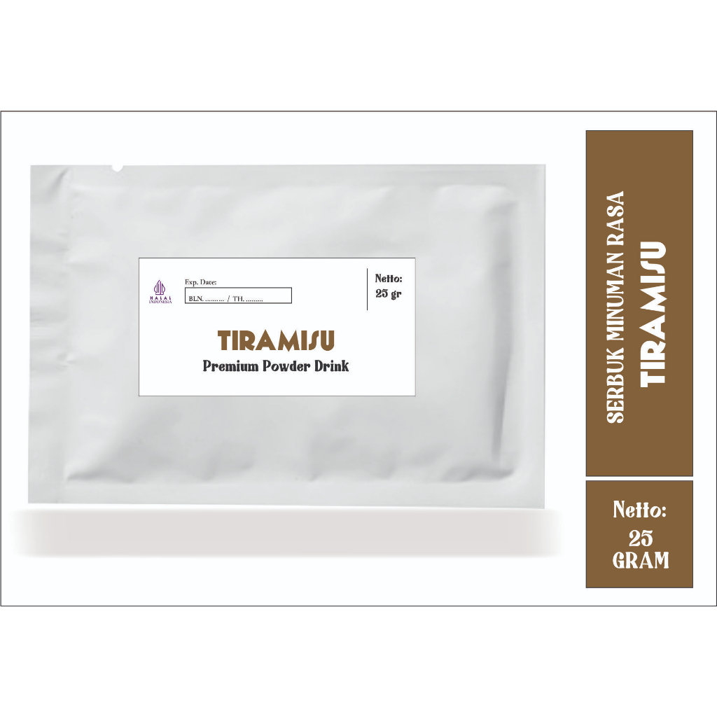 

POWDER TIRAMISU Sachet 25 Gram (Minimal Order 10 Sachet)