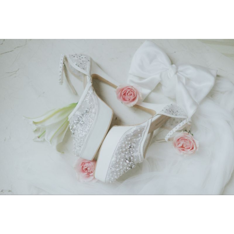 Syhafira - Farda Sepatu Wedding Sepatu Nikah Heels 12 cm Putih
