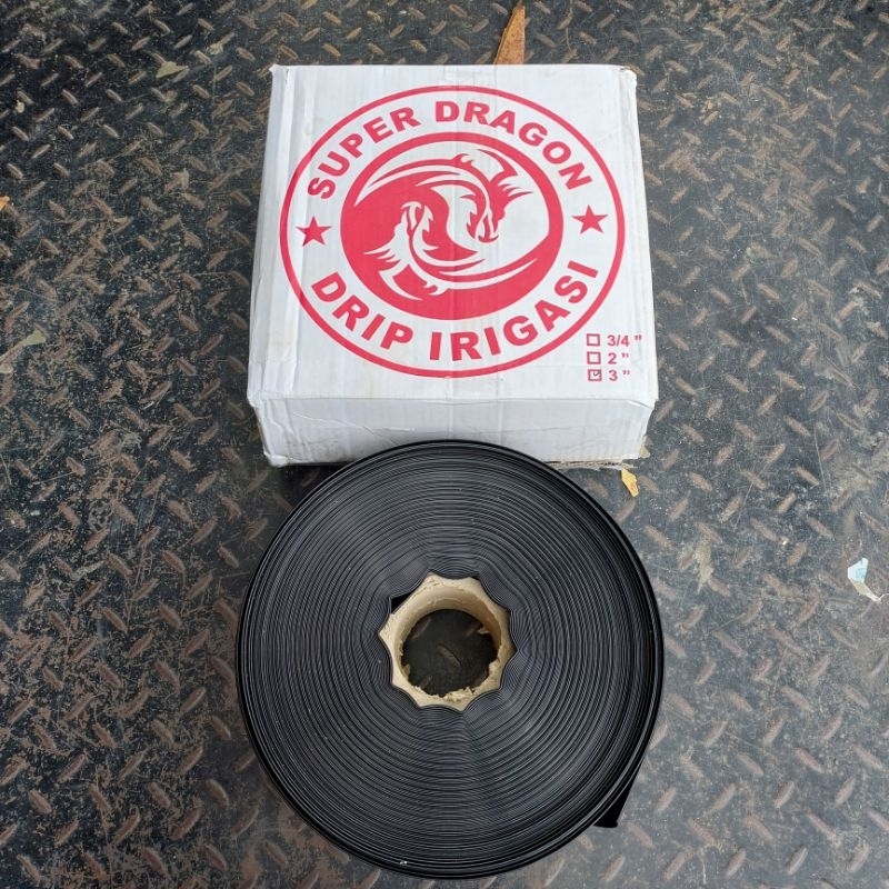 SELANG DRIP IRIGASI PERTANIAN 45 MIKRON (0,45 MM) 3 INC / 12,5 CM 75 METER SUPER DRAGON