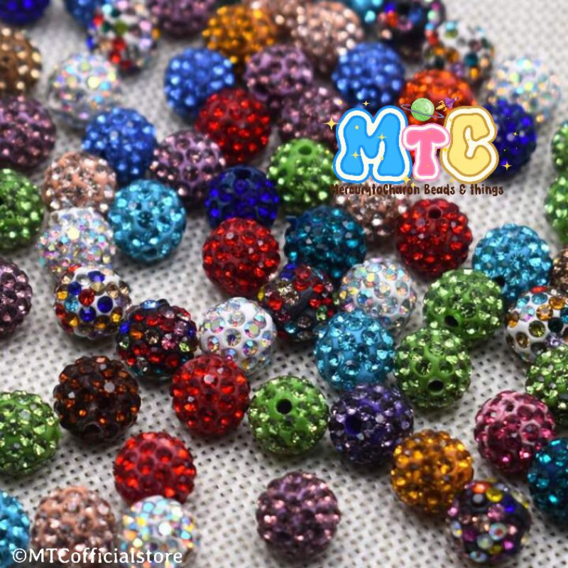 100 pcs Manik Bola Disko Mote Tanah Liat 8mm polymer clay rhinestones Beads