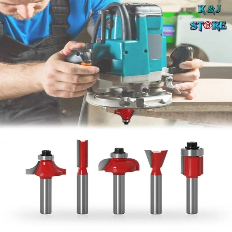 Mata Profil Kayu Sudut Corner Round, Lurus Straight Bit, Cove Bit, Dovetail Joint, Flush Trim Router