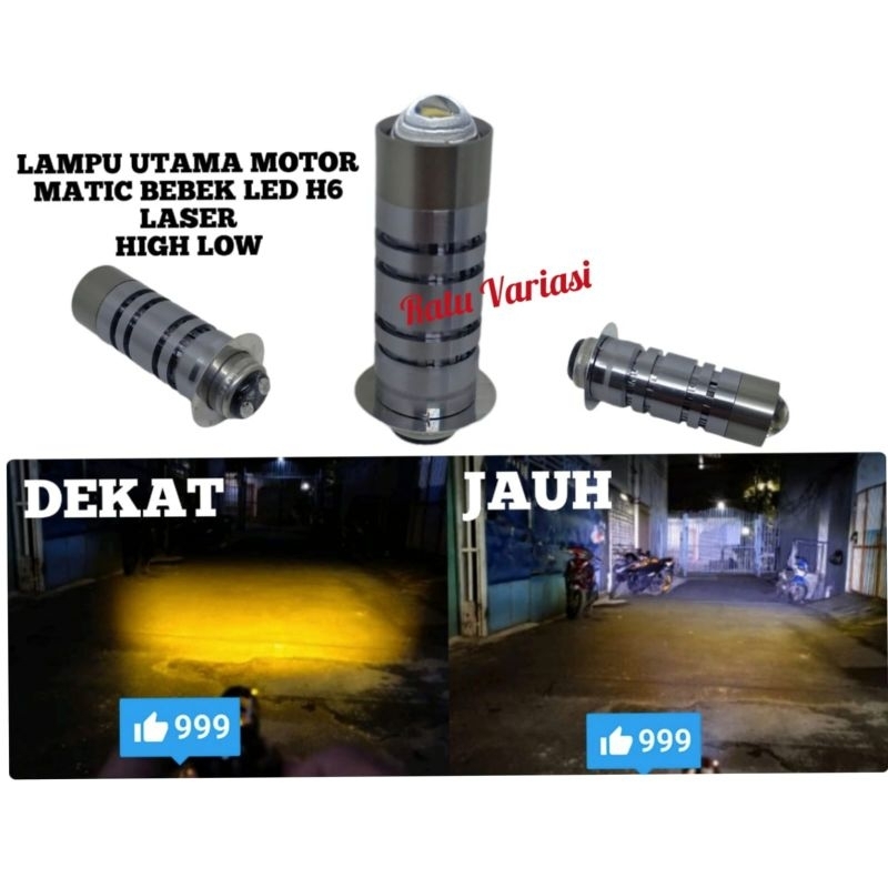 Lampu Depan Motor Matic Bebek H6 Laser High Low 2 Warna/Lampu Utama Laser Motor Bebek Matic