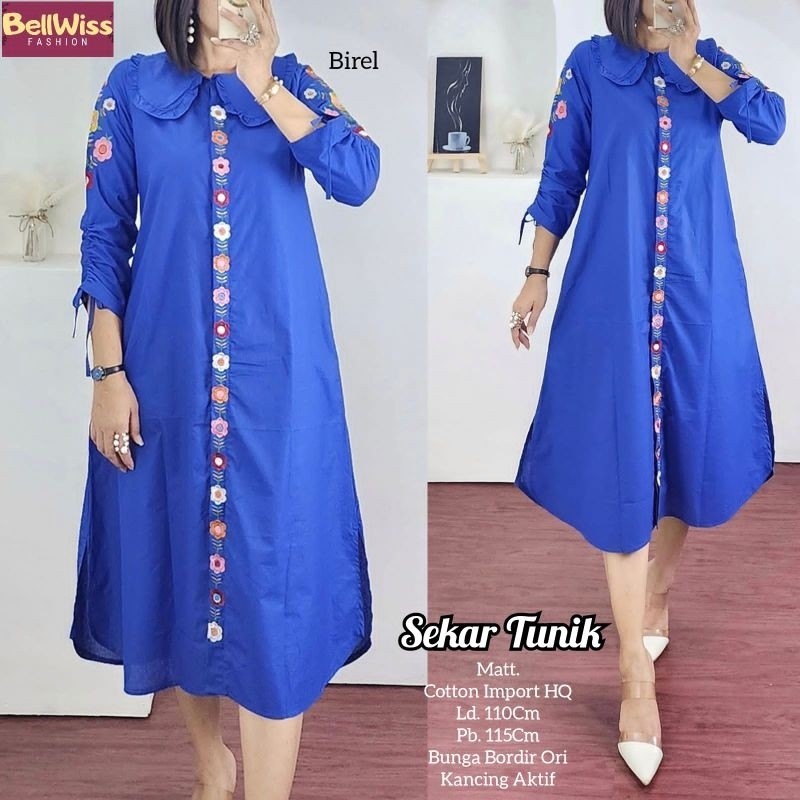 SEKAR TUNIK/ MIDI POLOS KATUN BORDIR ORI BELLWIS