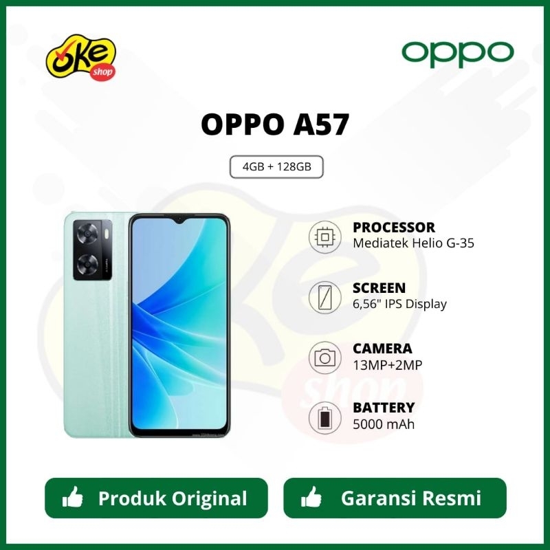 OPPO A57 (4GB/128GB) - Smartphone - Garansi Resmi OPPO