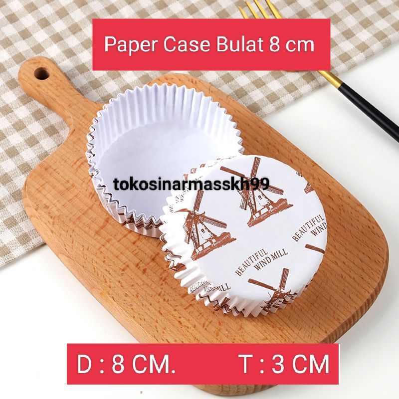 Paper Cup Cases Bulat  8 cm Kincirangin isi 200 pcs/Paper cup case BULAT / kap roti (windmill)