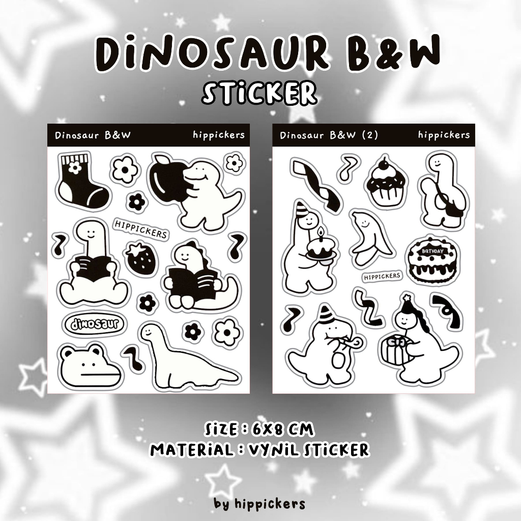 

Dinosaur Black and White Sticker Pack by Hippickers