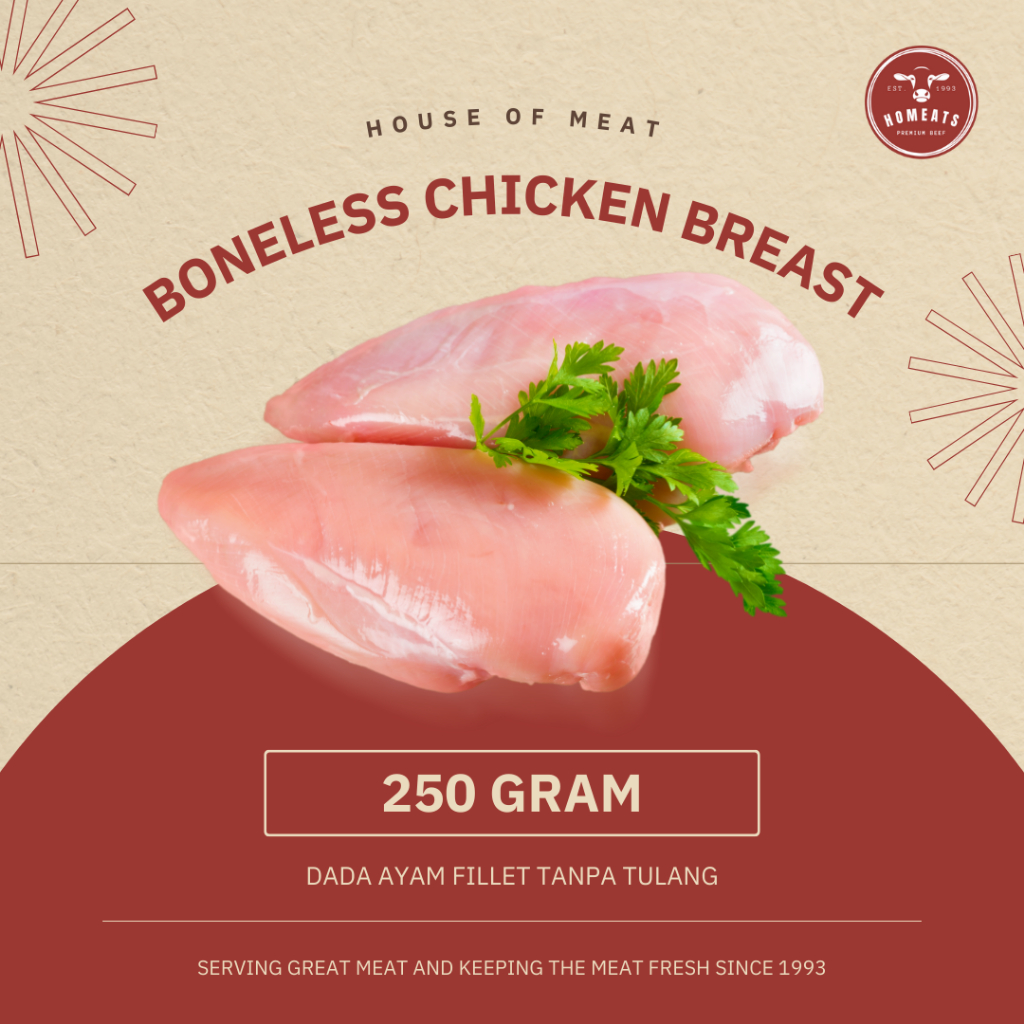 

Dada Ayam Fillet Segar Tanpa Tulang Boneless Chicken Breast Fresh 250 Gram