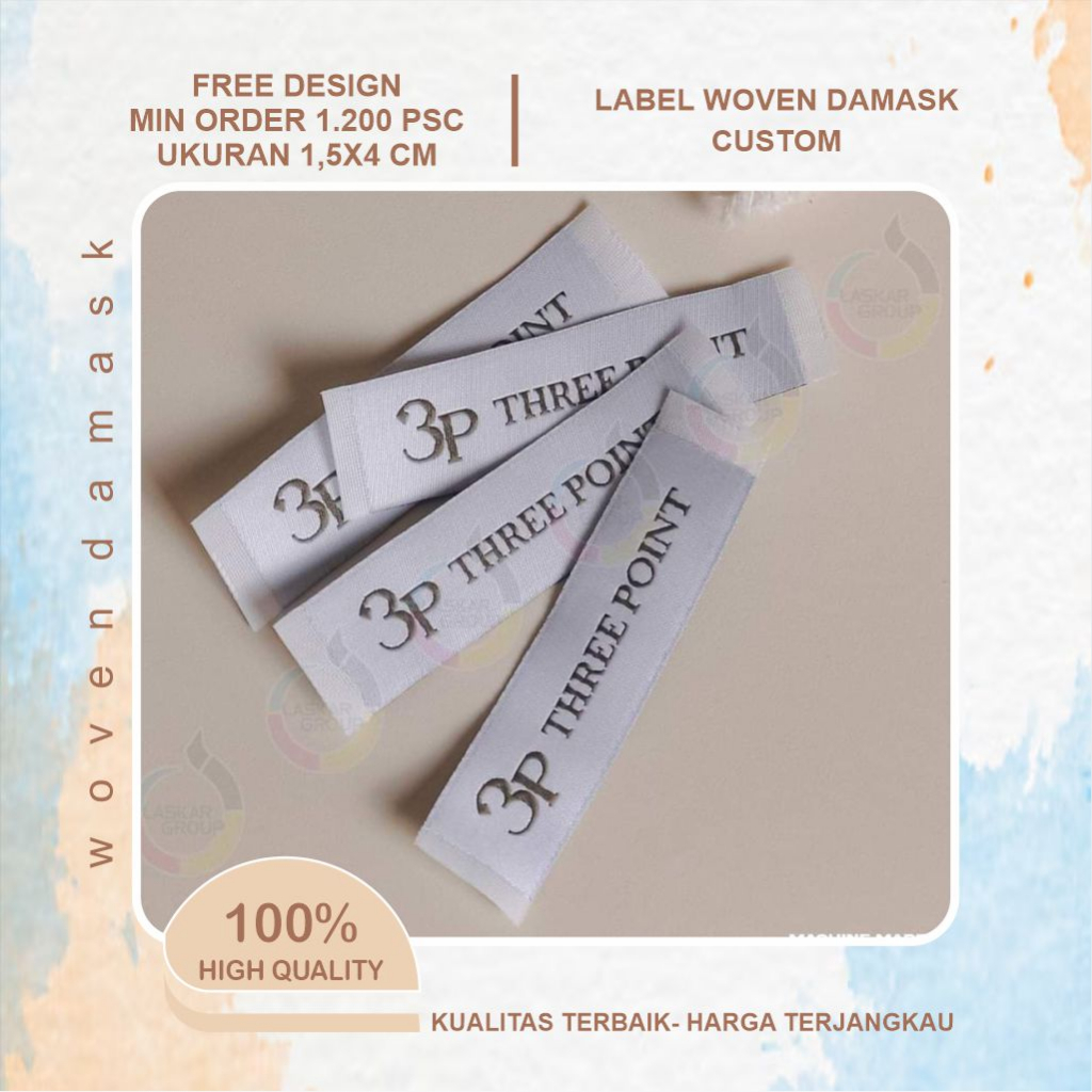 ukuran1,5x4 cm/label baju/label bordir custom/label baju custom