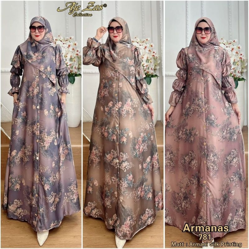 GAMIS ARMANAS BY AJE ZAS COLLECTION GAMIS SET HIJAB SEGI EMPAT BEST SELLER