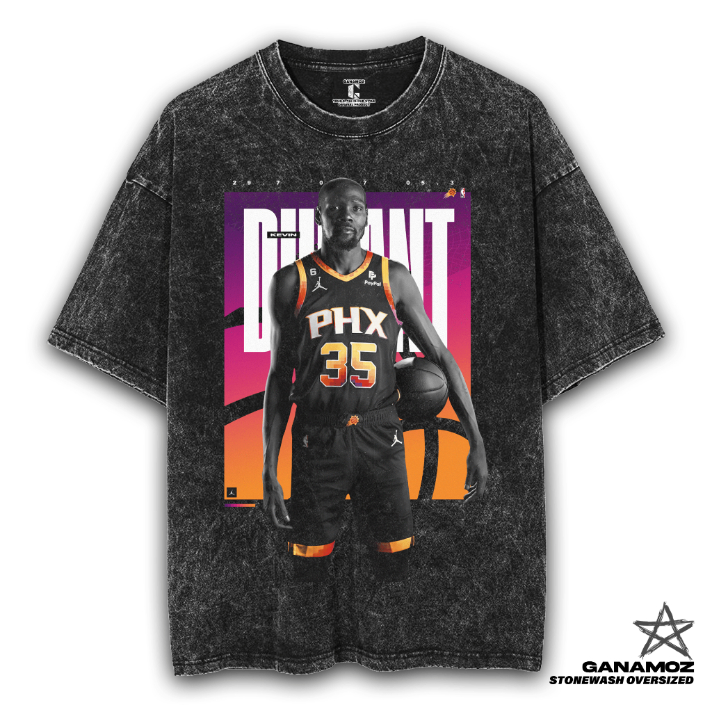 GANAMOZ Kaos Basket KEVIN DURANT Phoenix Suns Premium Vintage Stone Wash Oversize T-Shirt | Oversize