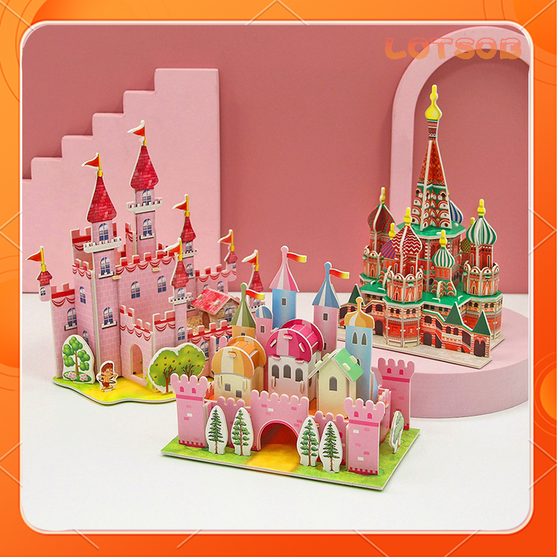Mainan Anak 3D Puzzle Diy Mainan edukasi puzzle 3d anak Miniatur diy rumah bahan foam 3D Jigsaw Vill