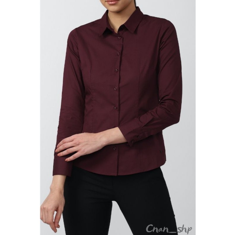 Kemeja formal wanita merah maroon