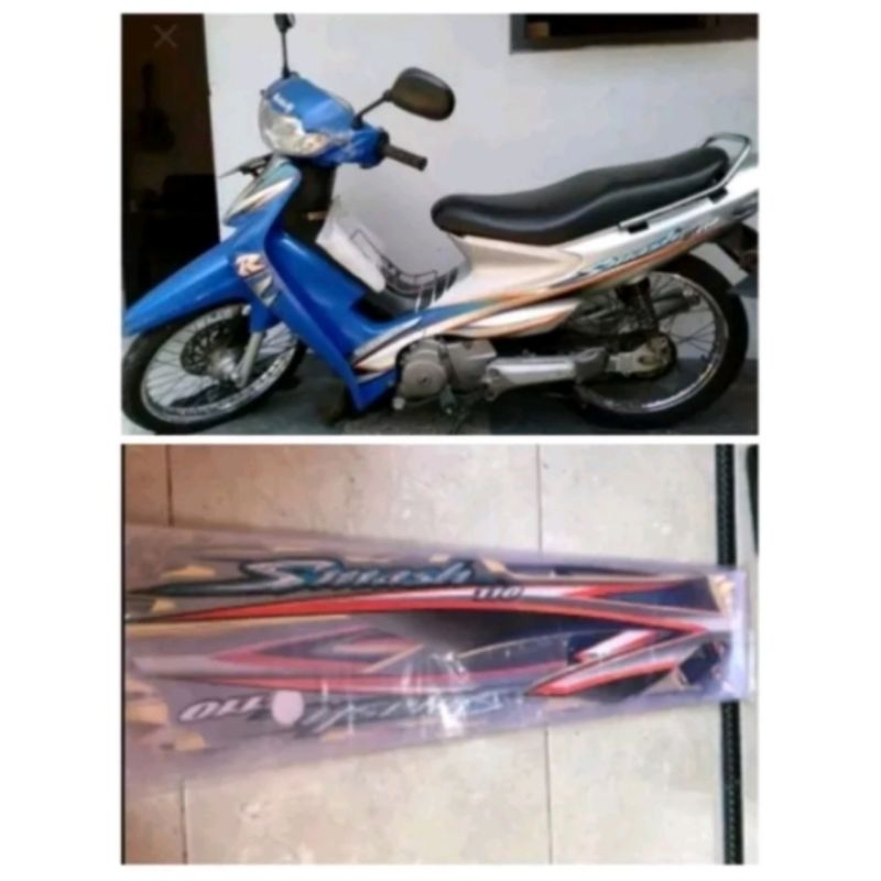 Striping stiker Suzuki Smash R 110 2004 silver biru