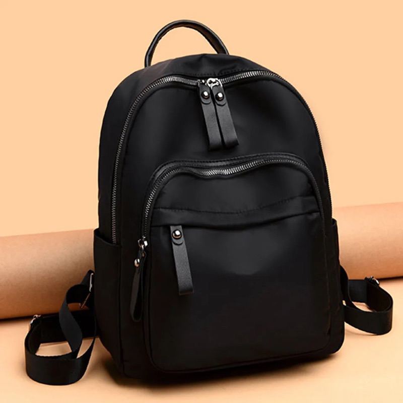 Murah Berkualitas Tas Sekolah Kapasitas Besar Kain Warna Solid Fashion Wanita Tas Ransel Laptop Rits