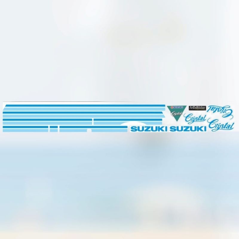 Sticker Striping Motor Suzuki Crystal Tahun 90 Biru Biru Laut Biru Muda Printing Cutting Tahan Perni