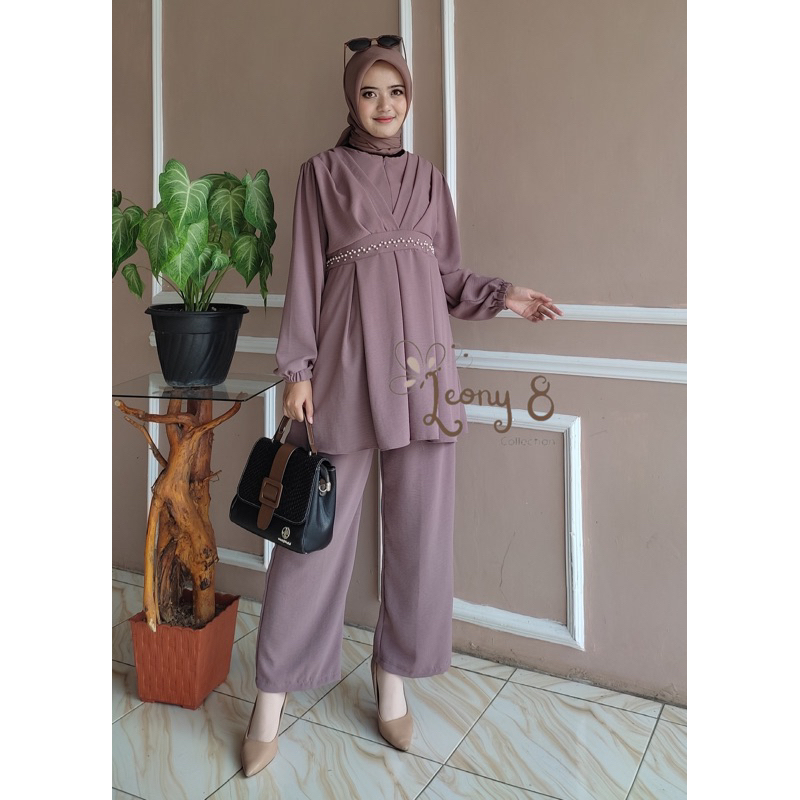 ONE SET CRINKLE AIRFLOW SETELAN // SETELAN CRINKLE AIRFLOW MUTIARA