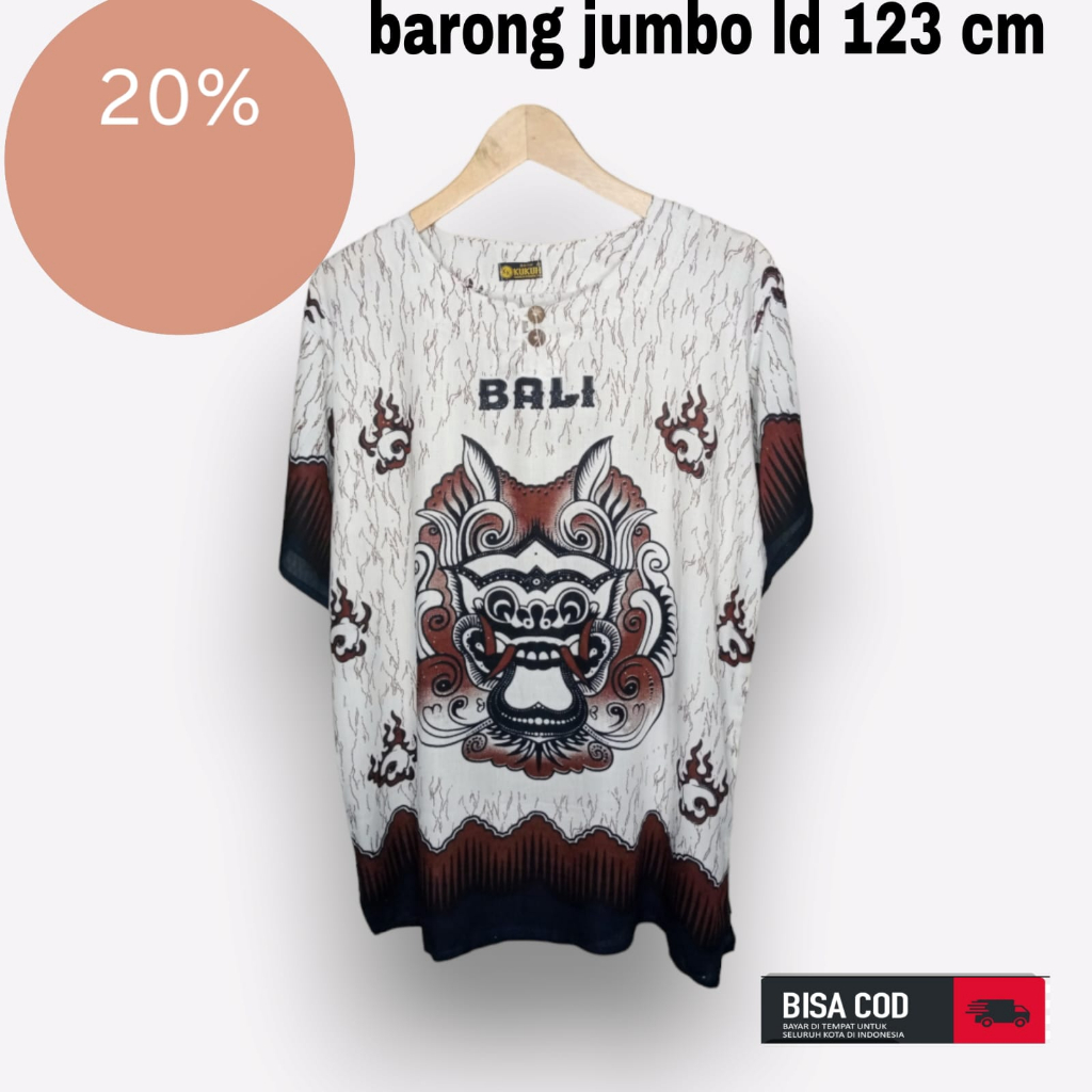 Terbaru baju barong jumbo baju kaos bali pria wanita jumbo ld 123 bahan katun kaos  pantai jumbo