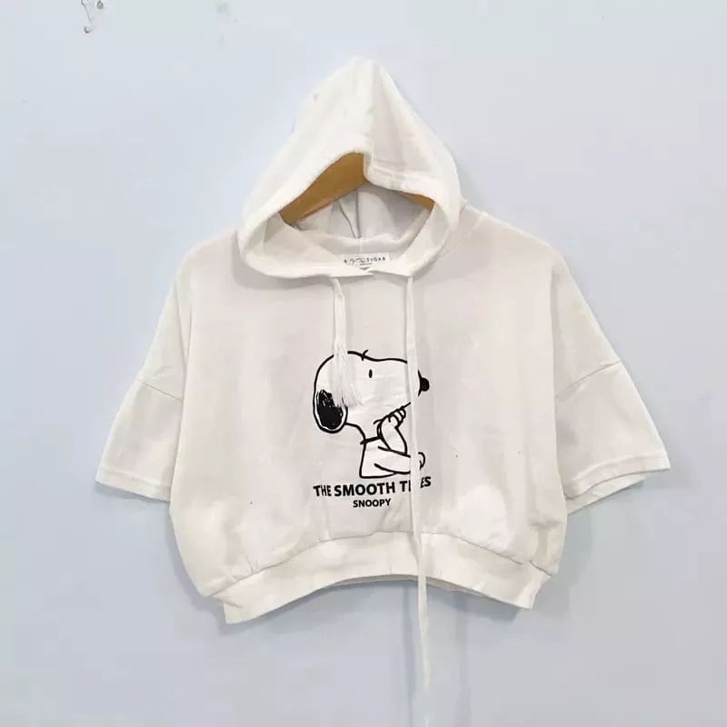 ALU • THE SMOOTH SNOOPY CROP TOP HOODIE LENGAN PENDEK