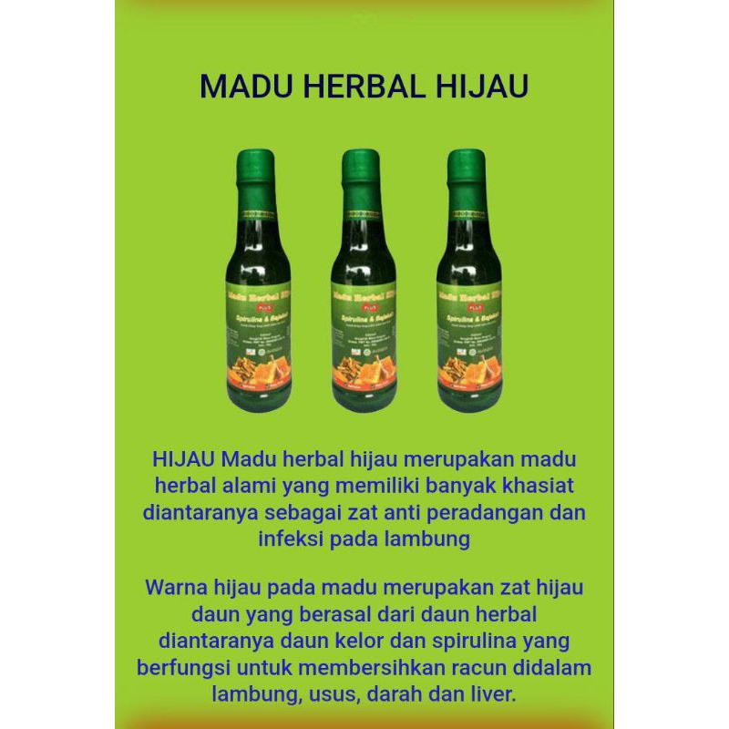 

Madu Herbal Hijau | Madu Murni 100% ASBI | Mengatasi asam lambung gerd