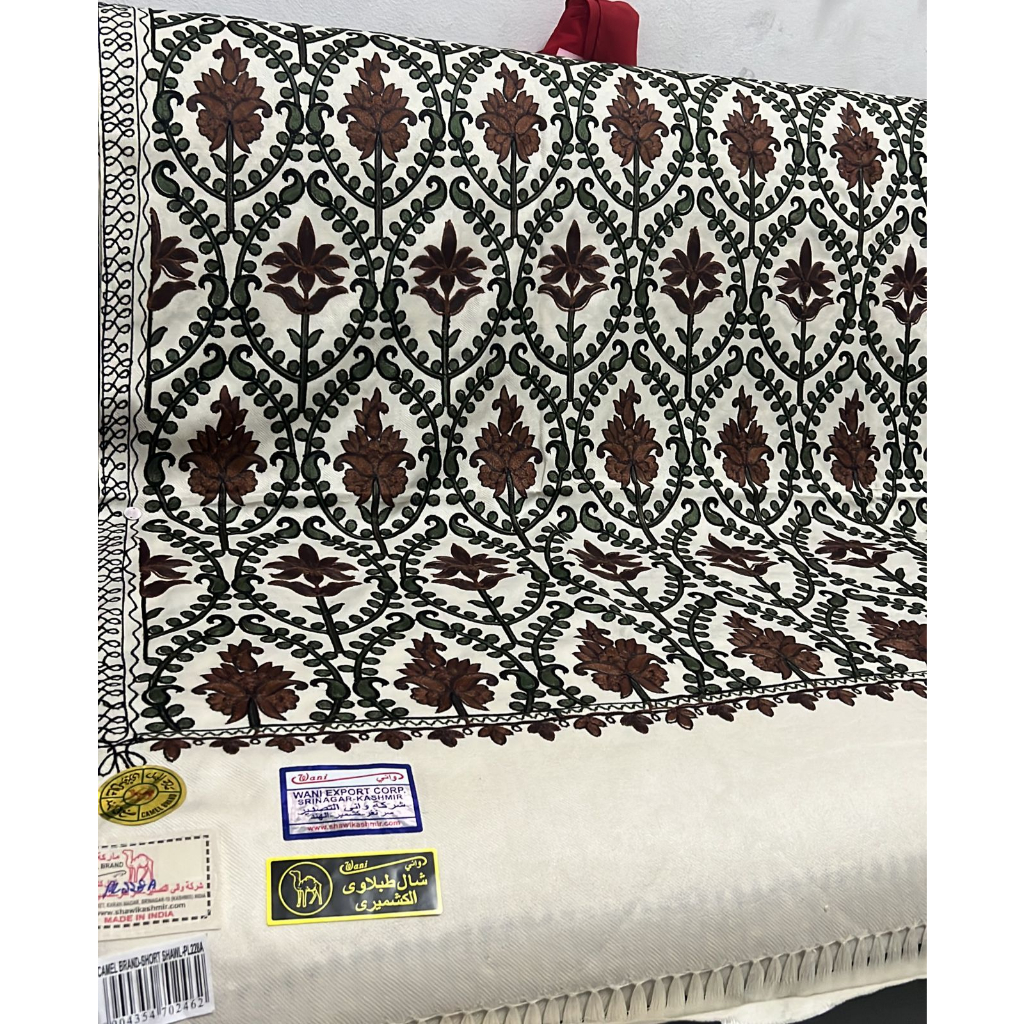 SORBAN KASMIRI BORDIR ASLI IMPORT MOTIF KEMBANG