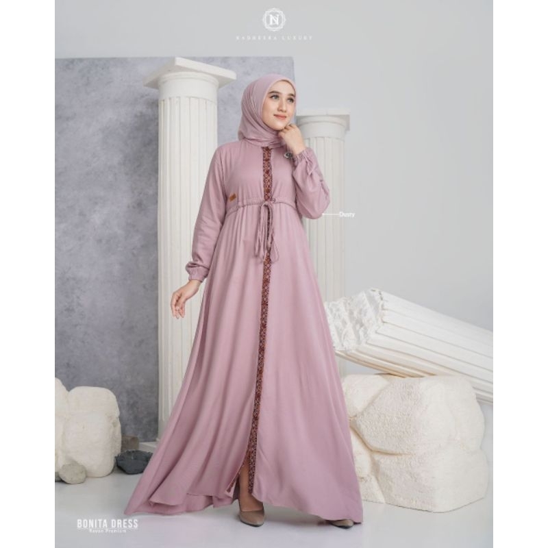 Bonita Dress ll BISA COD ll rekomendasi gamis simple ll rekomendasi outfit ll rekomendasi dress kond