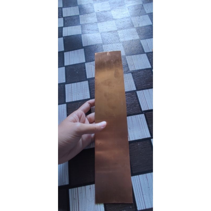 lembaran plat tembaga murni ukuran 6×15 cm tebal 1mm