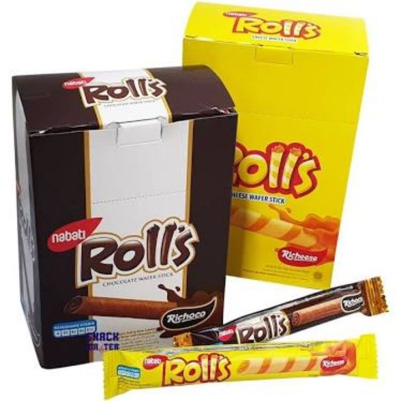 

Nabati Rolls Wafer Stik Dan Gerry Chocolatos/Coklat 1 Box Isi 20 pcs