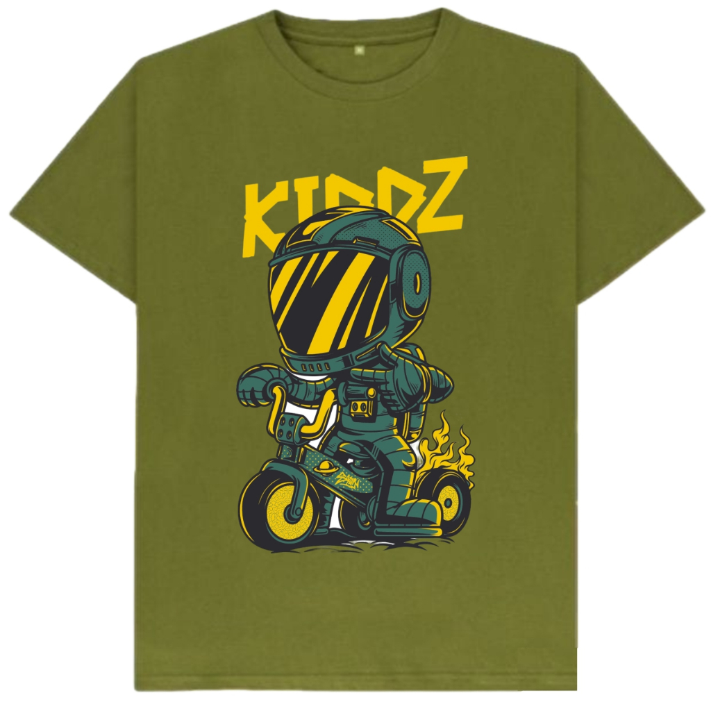 Baju Anak Laki-laki Perempuan Kaos Distro Usia 1-10 tahun Gambar Unik Kiddz Race LUCU Warna H-Army