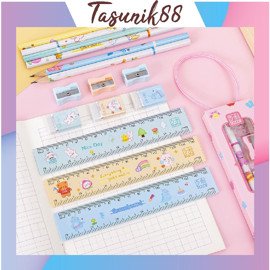 

⭐TasUnik88⭐ pensil set/SET ALAT TULIS SEKOLAH 5 in 1 KARAKTER LUCU S084