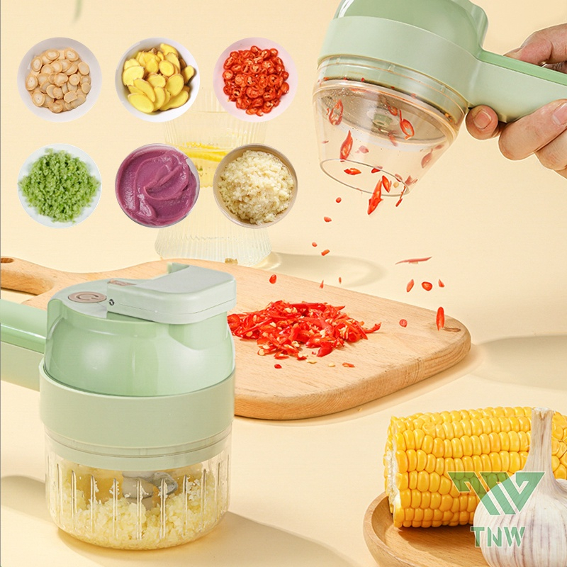 【Newest Version】TNW Food Chopper Protable Mixer Blender Quatre Kapsule 4 In 1 Alat Pemotong Sayuran Handheld Electric Vegetable