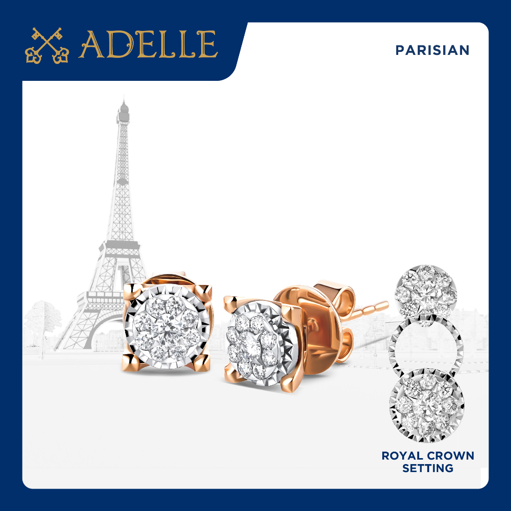 Adelle Jewellery - Eiffel Earrings - Anting Emas Berlian