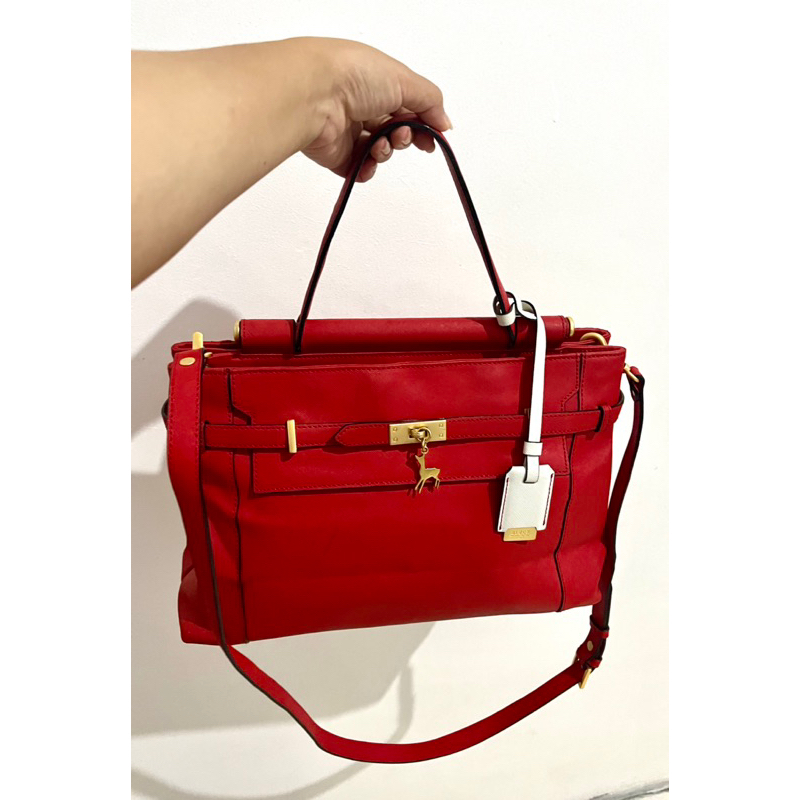 Tas Pesta Wanita MartineSitbon P Merah Tebal Mulus Cantik